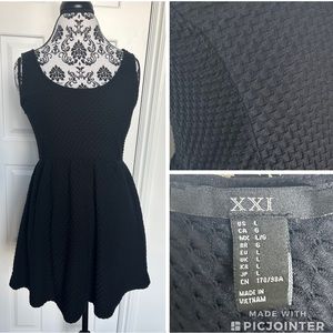 XXI Sz Large black mini dress empire waist circle dress